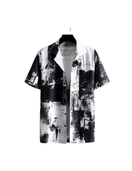Monochrome Abstract Print Short Sleeve Shirt